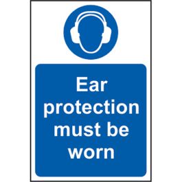 Hearing protection must be worn A3 1mm Rigid Plastic Safety Sign 