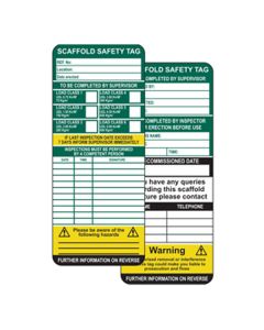 Scaffold Safety Tag Insert